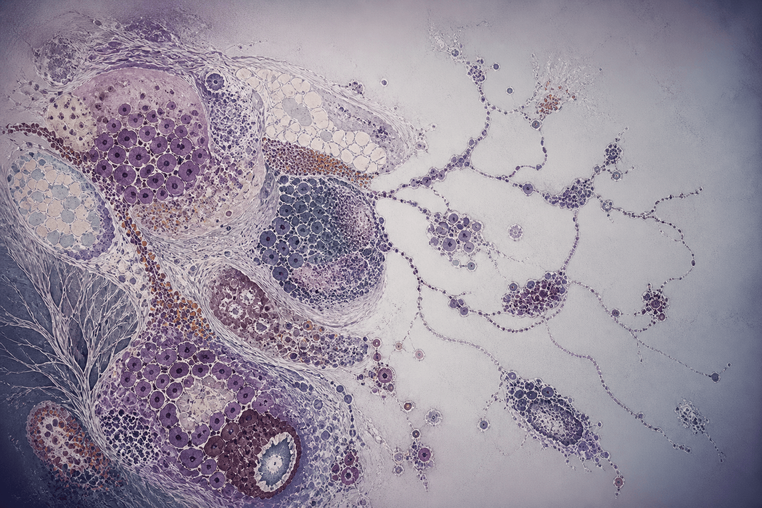 Abstract spatial map of HGSOC tumor ecosystems and dissemination